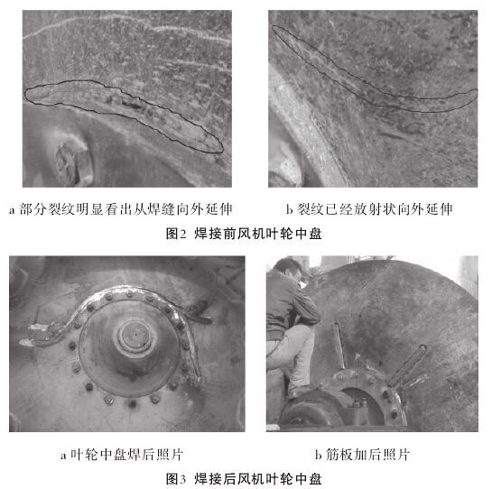 尾排风机叶轮中盘裂纹的现场处理