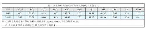 熟料产生白心的原因探索